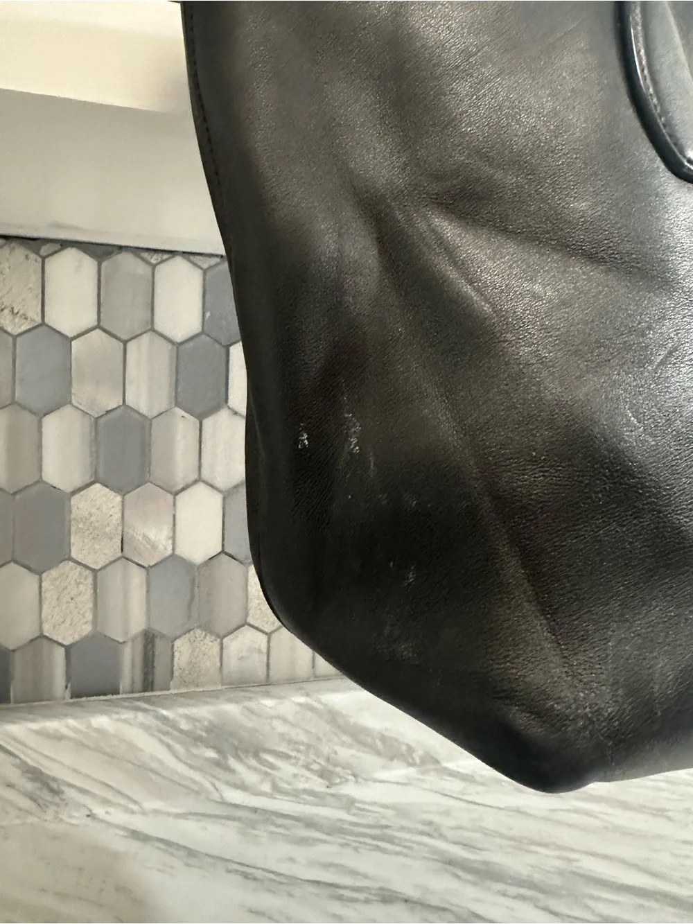 Salvatore Ferragamo Black Leather Tote with Gold Hardware